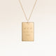 Personalized square gold necklace with space for engraving of text, coordinates or handwriting on the front and back