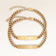 Couples bracelets, pair of two bar bracelets in gold with personalized engraving, from Mon Chou