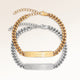 Pararmband, par av två bar armband i guld och silver med personlig gravyr, från Mon Chou