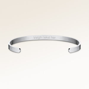Bangle sølvarmbånd set fra siden, plads til personlig indgravering