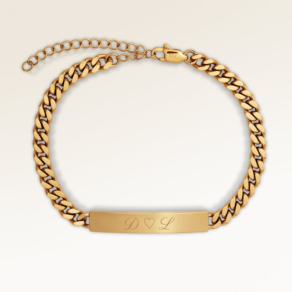Bar Armband för Män - Gravyr (Guld)
