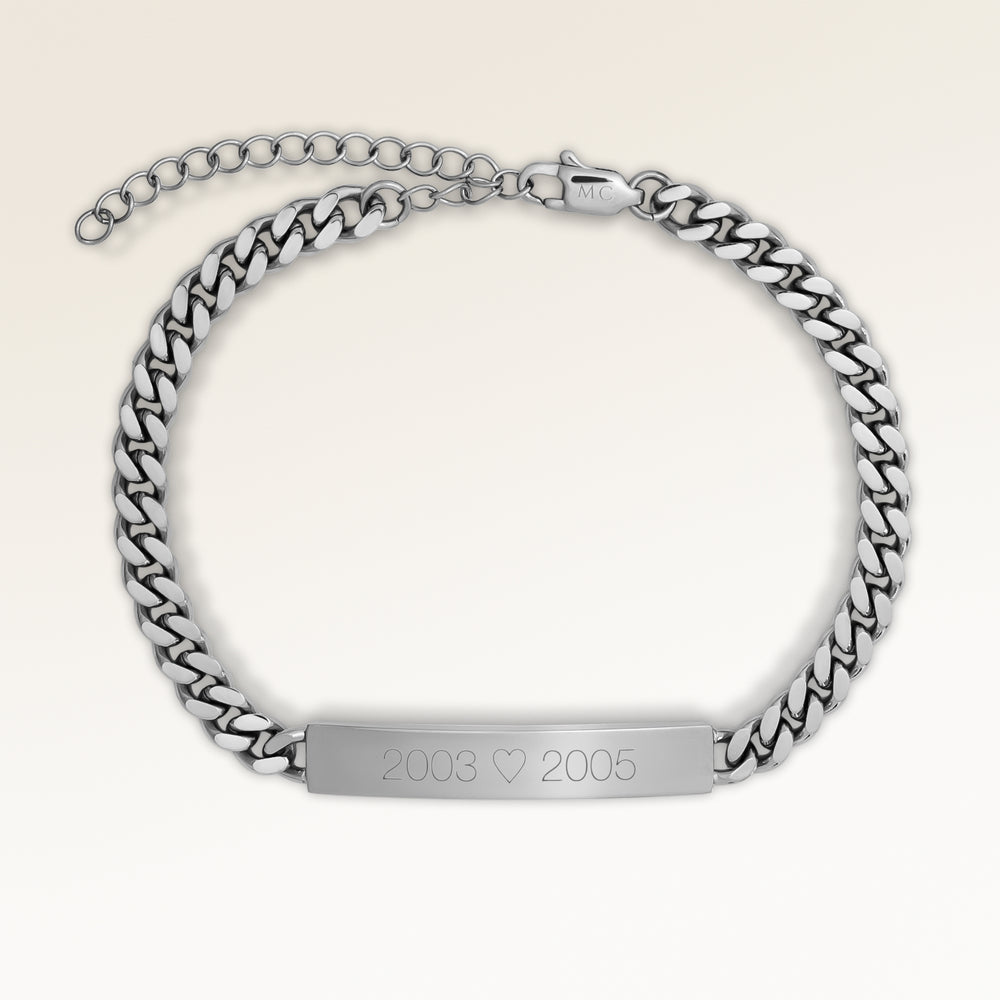 Bar Armband för Män - Gravyr (Silver)