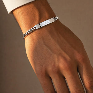 Bar Armband 8mm för Män - Gravyr (Silver)