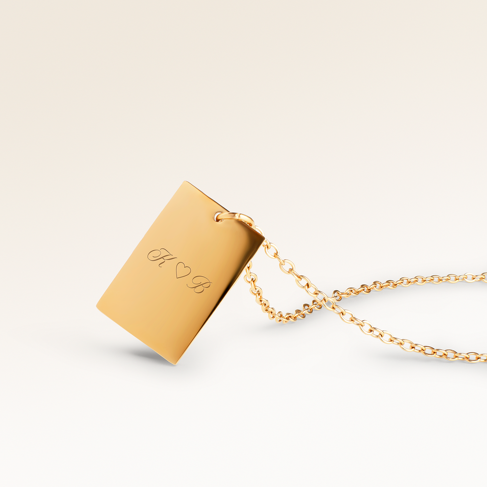 Ocean Waves Kvadratisk Halsband - Gravyr (Guld)