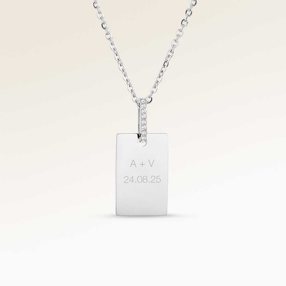 Carré Halsband med Zirconia - Gravyr (Silver)