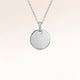Round silver necklace with white zirconia without engraving – ready for your personal text, coordinates or handwriting on the front and back