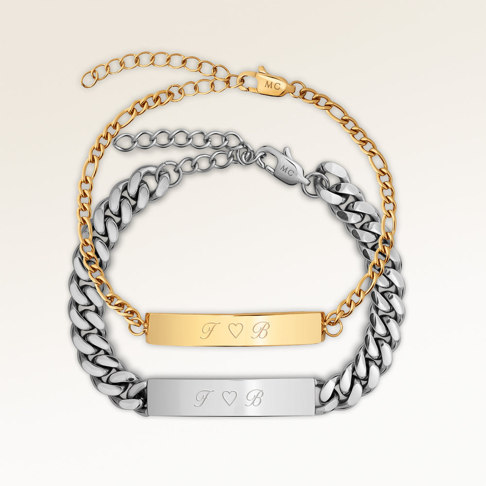 Kärleksarmband - Bar Armband 5mm + 8mm (Guld & Silver)