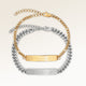 Pararmband, par av två bar armband i guld och silver med personlig gravyr, från Mon Chou