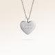 Personligt hjärtformat silverhalsband med plats för gravyr av text, koordinater eller handstil på framsidan och baksidan