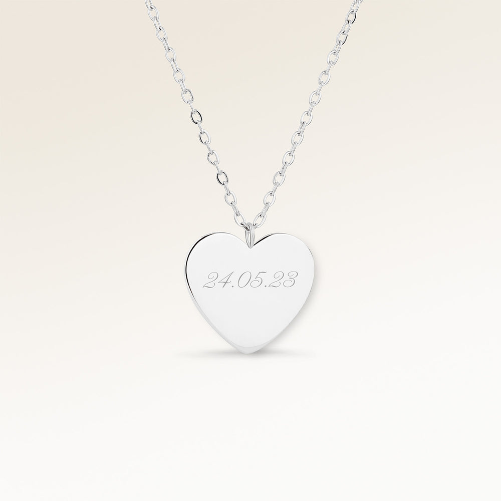 Hjärtformat Halsband - Gravyr (Silver)