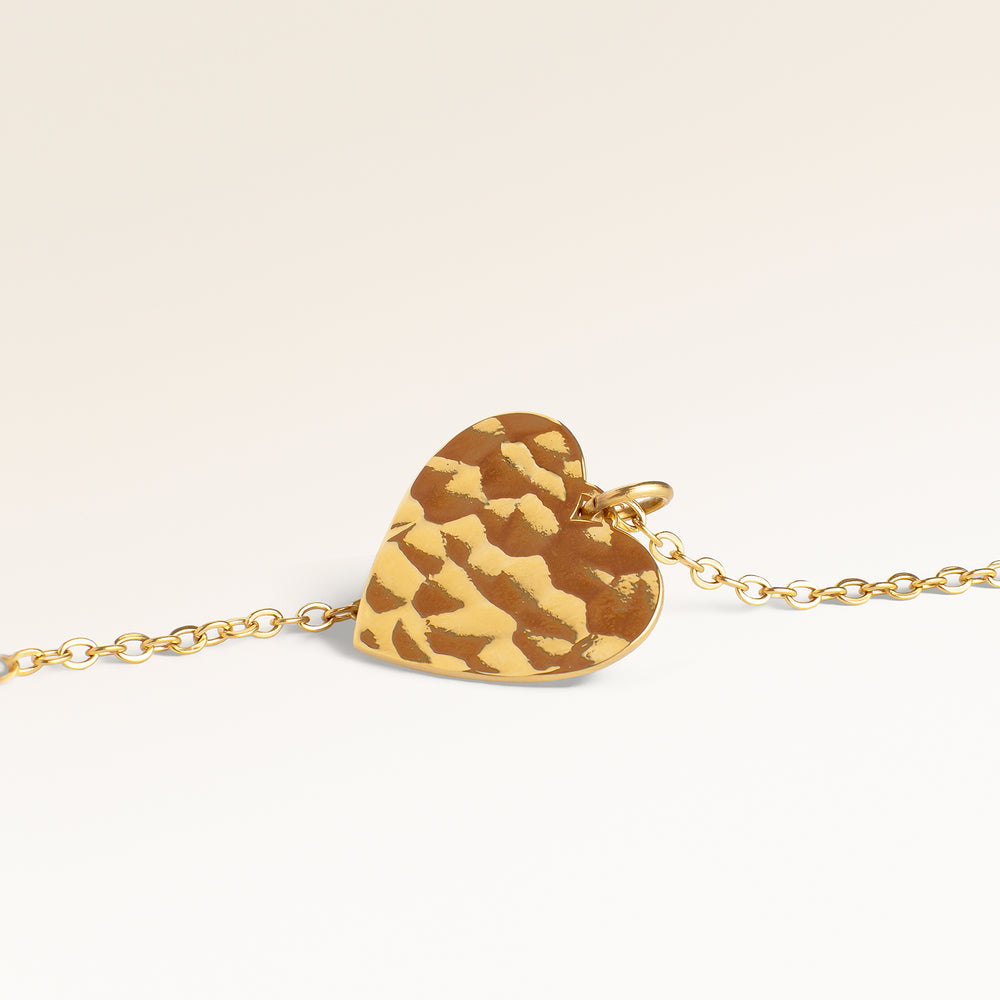 Ocean Waves Hjärtformat Halsband - Gravyr (Guld)