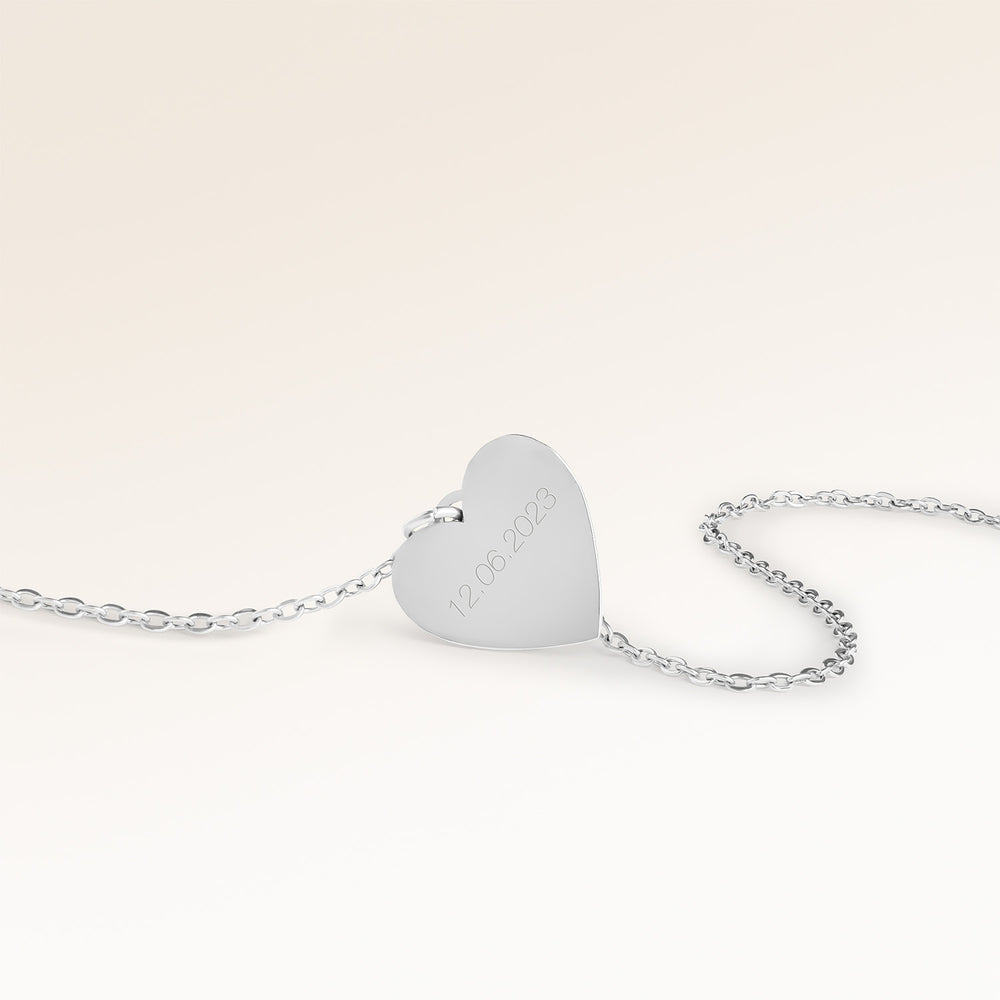 Ocean Waves Hjärtformat Halsband - Gravyr (Silver)