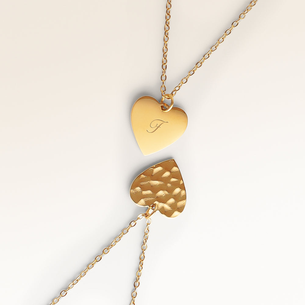 Ocean Waves Hjärtformat Halsband - Gravyr (Guld)