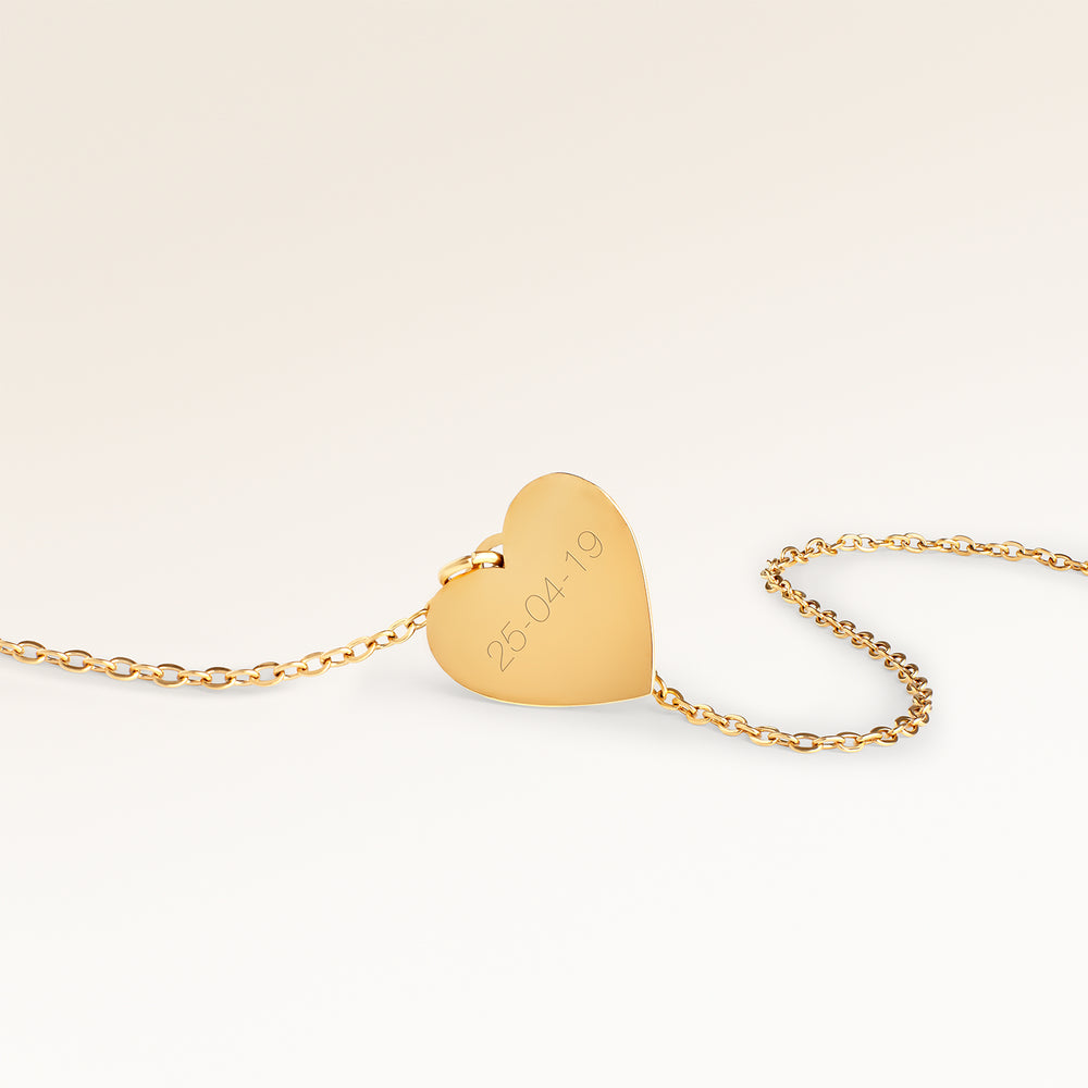 Ocean Waves Hjärtformat Halsband - Gravyr (Guld)