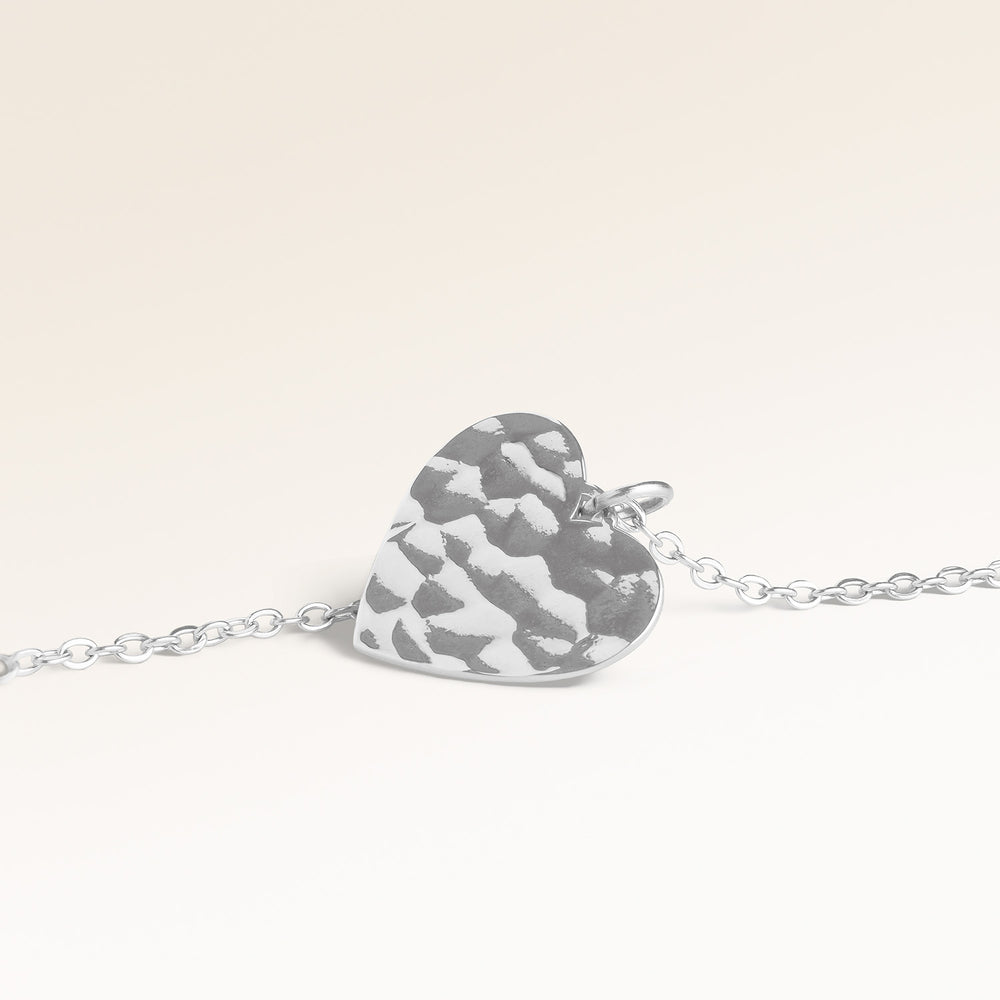 Ocean Waves Hjärtformat Halsband - Gravyr (Silver)