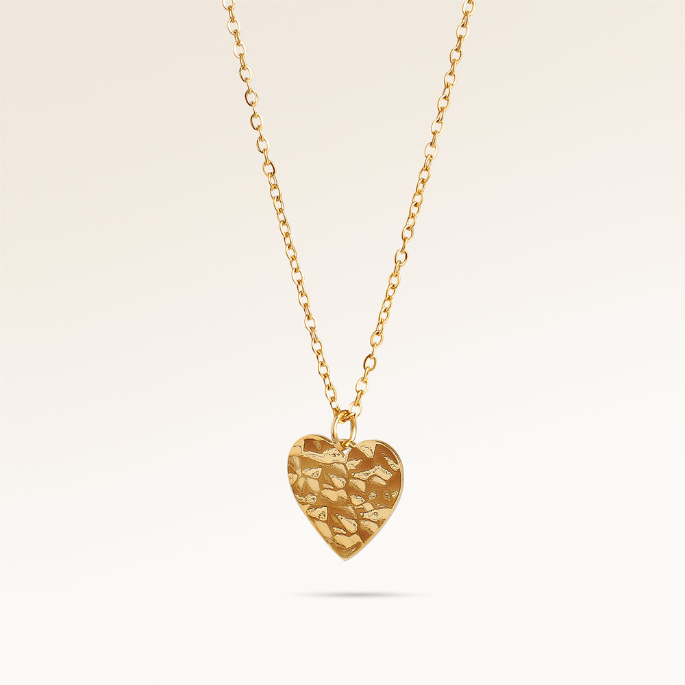 Ocean Waves Hjärtformat Halsband - Gravyr (Guld)
