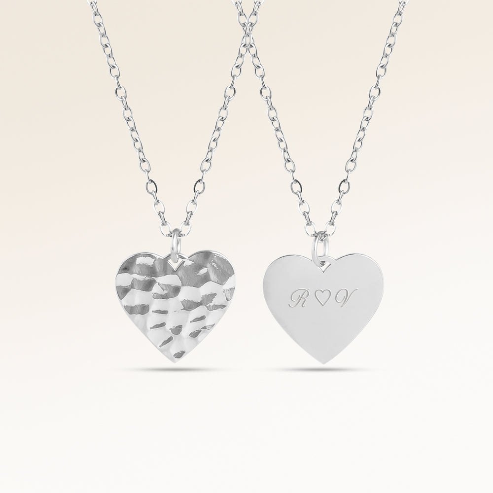 Ocean Waves Hjärtformat Halsband - Gravyr (Silver)