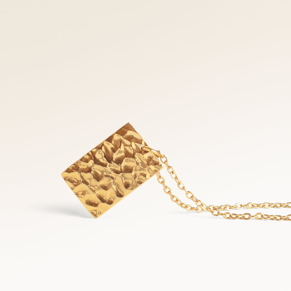 Ocean Waves Kvadratisk Halsband - Gravyr (Guld)