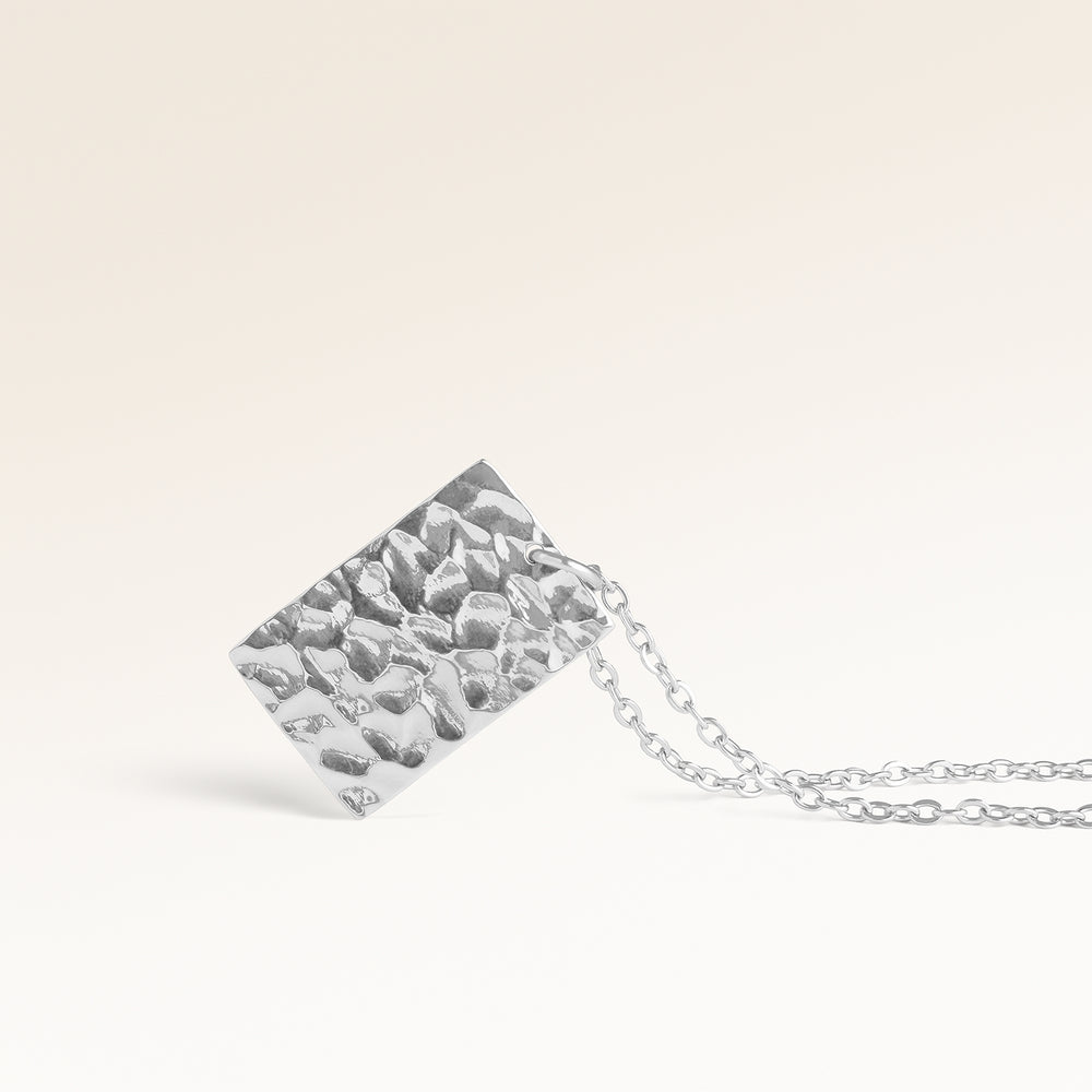 Ocean Waves Kvadratisk Halsband - Gravyr (Silver)