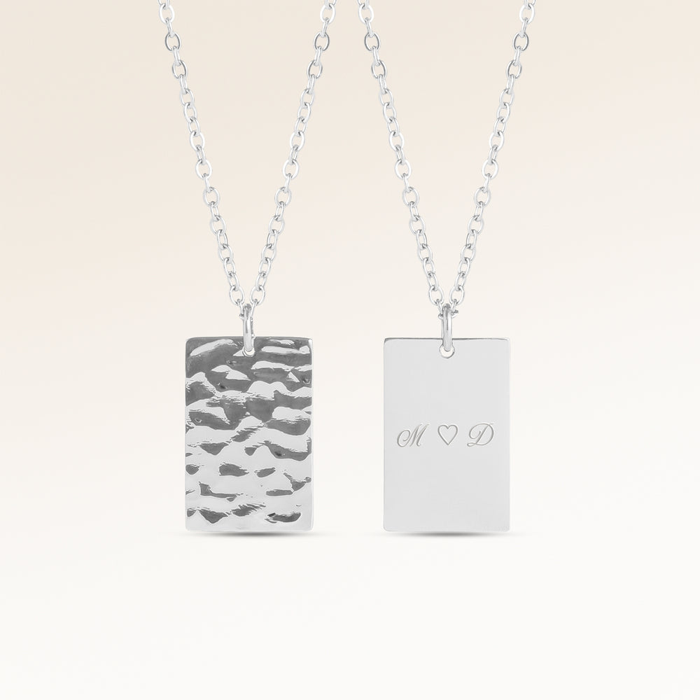 Ocean Waves Kvadratisk Halsband - Gravyr (Silver)