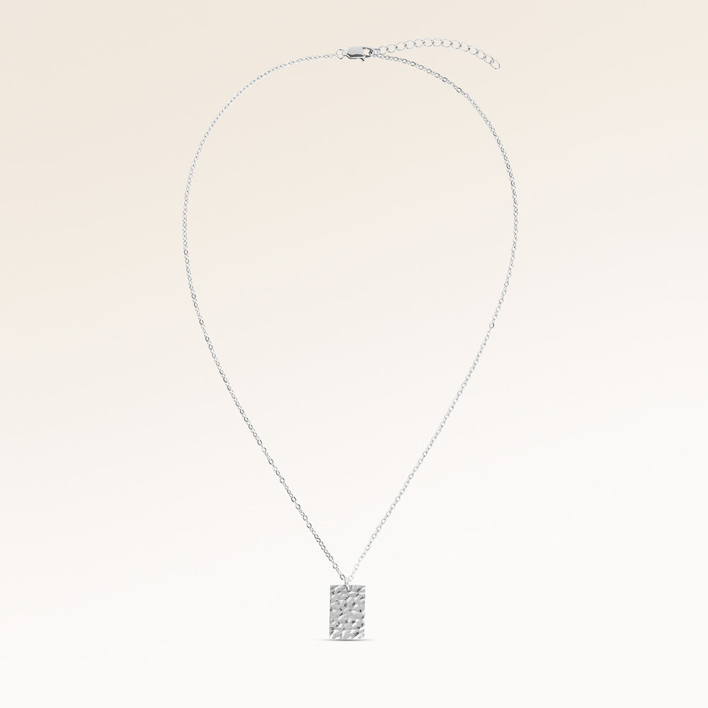 Ocean Waves Kvadratisk Halsband - Gravyr (Silver)