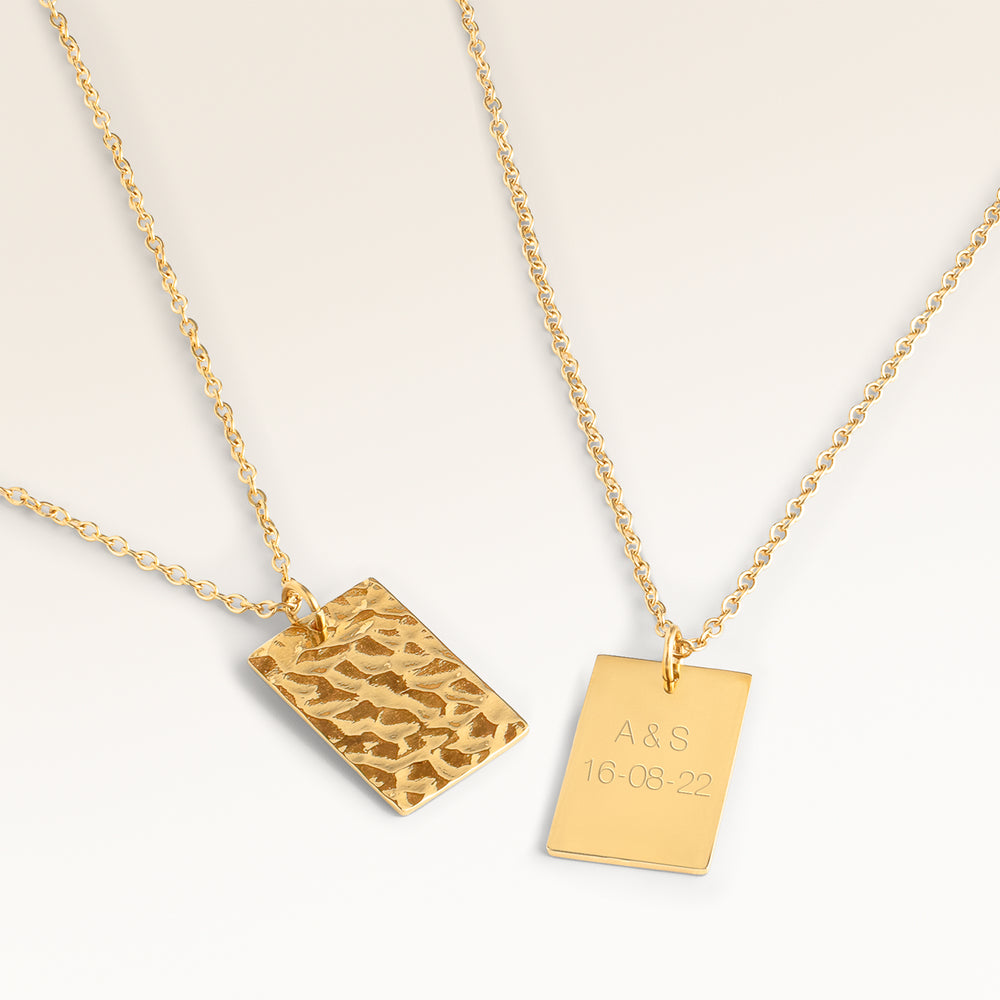 Ocean Waves Kvadratisk Halsband - Gravyr (Guld)