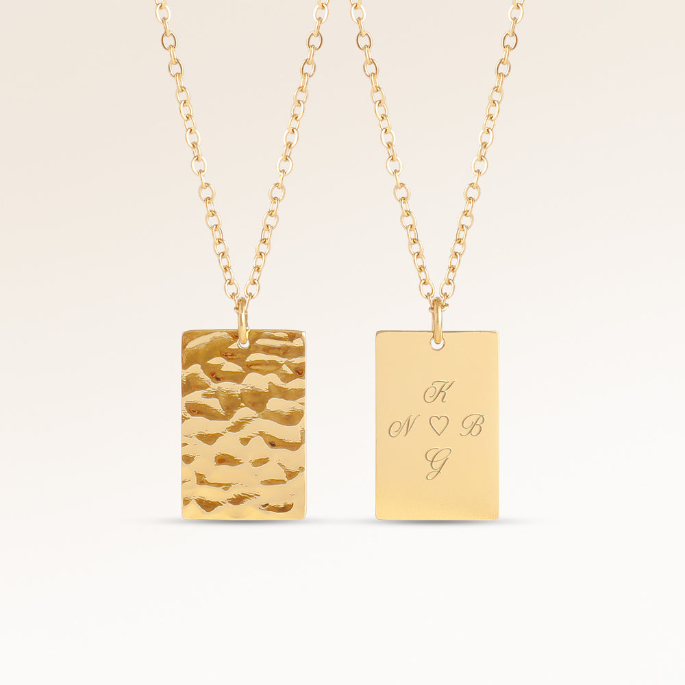 Ocean Waves Kvadratisk Halsband - Gravyr (Guld)