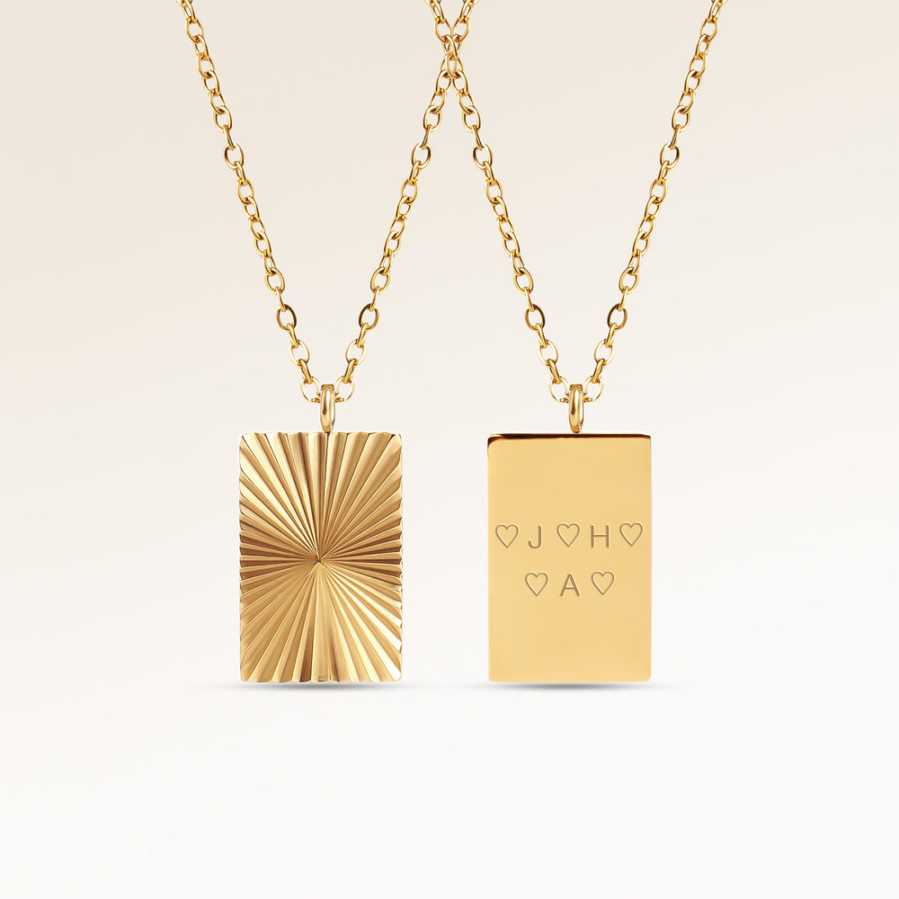 Soleil Kvadratisk Halsband - Gravyr (Guld)