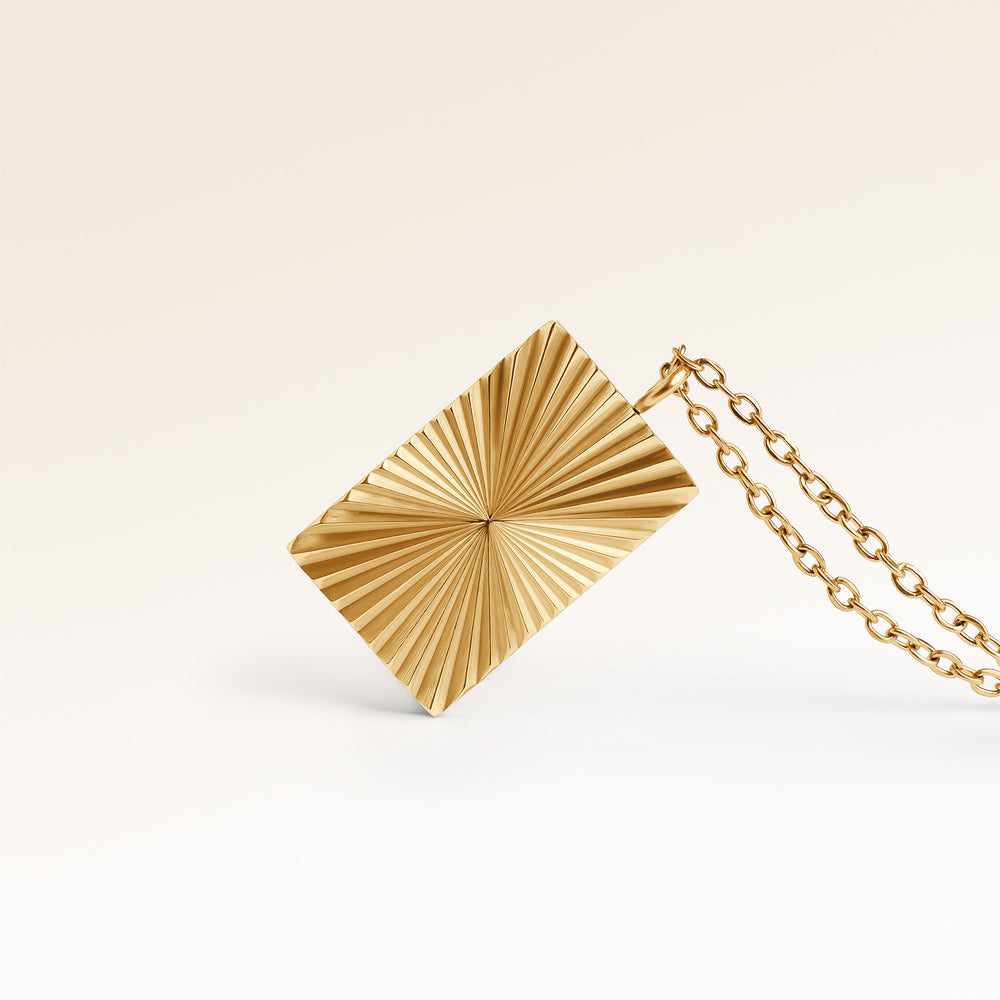 Soleil Kvadratisk Halsband - Gravyr (Guld)