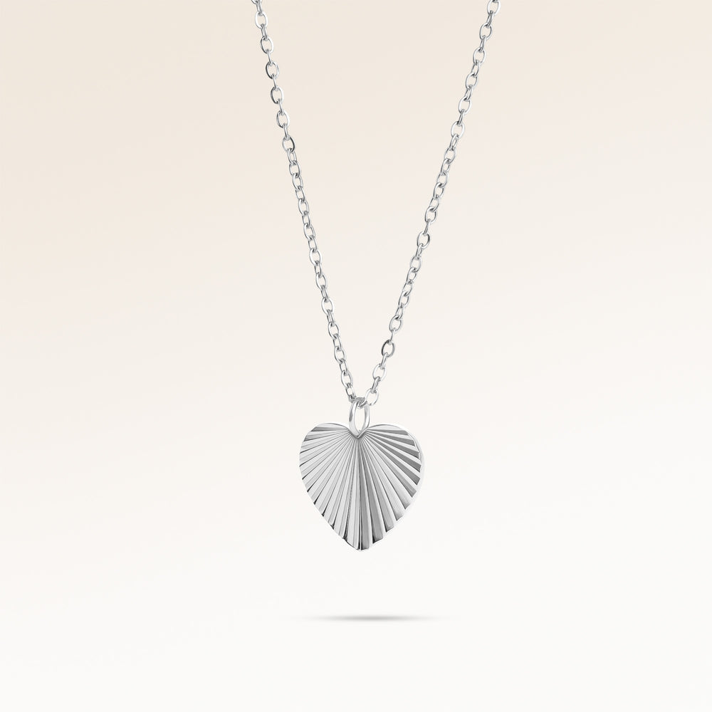 Soleil Hjärtformat Halsband - Gravyr (Silver)