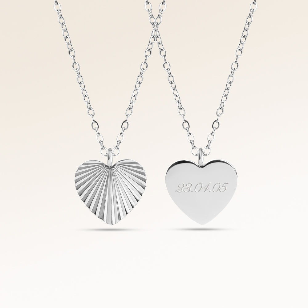 Soleil Hjärtformat Halsband - Gravyr (Silver)