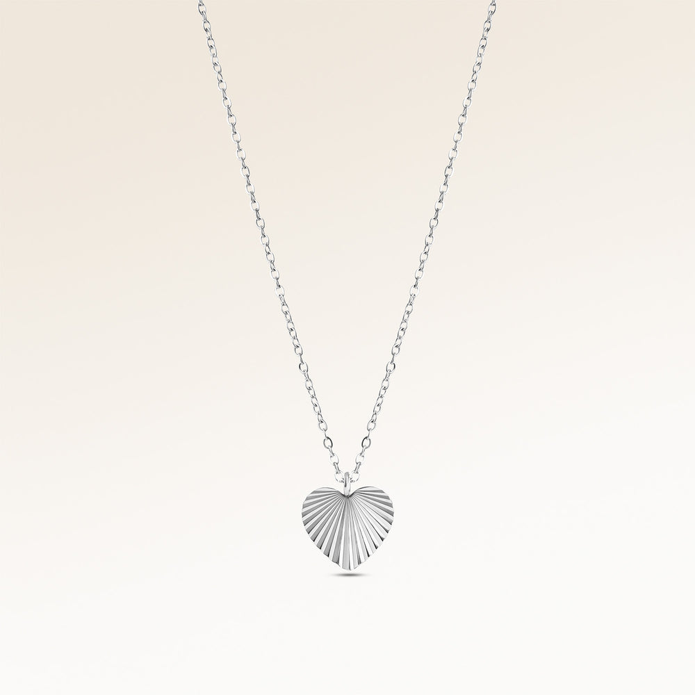 Soleil Hjärtformat Halsband - Gravyr (Silver)