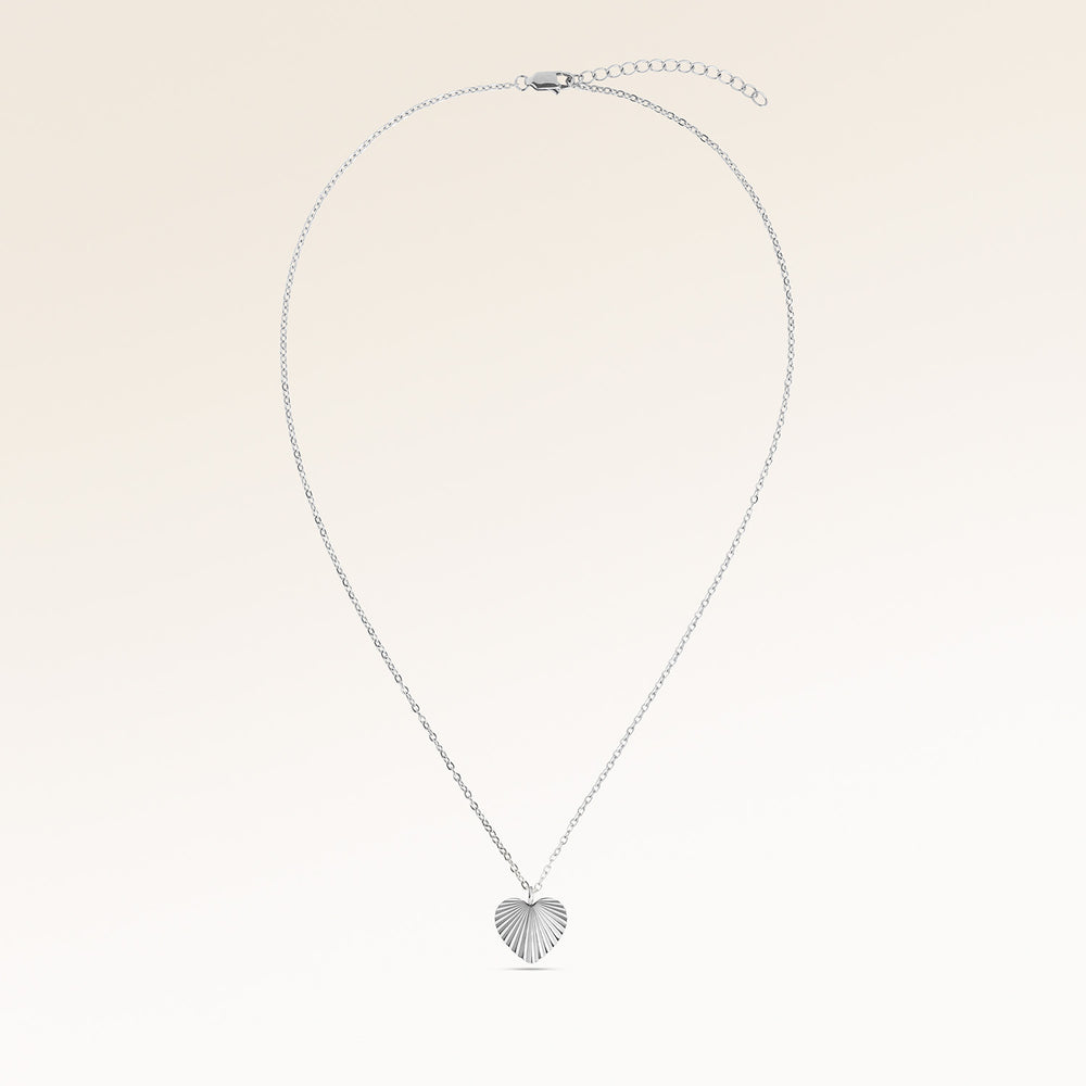 Soleil Hjärtformat Halsband - Gravyr (Silver)