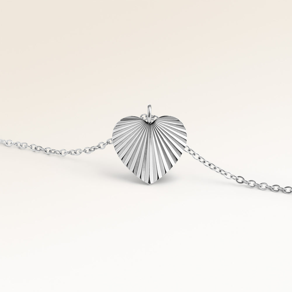 Soleil Hjärtformat Halsband - Gravyr (Silver)