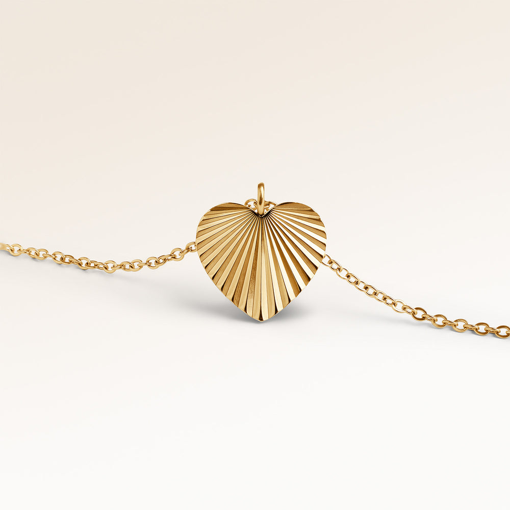 Soleil Hjärtformat Halsband - Gravyr (Guld)