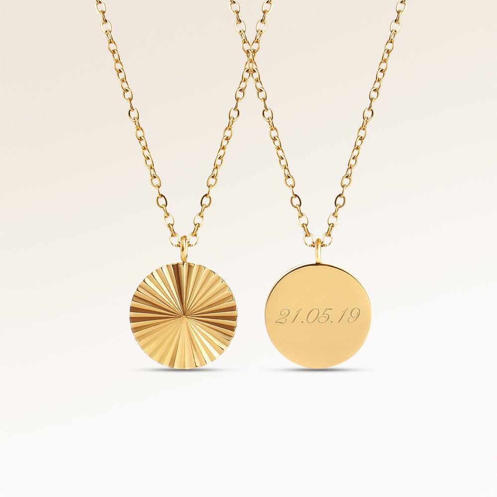 Soleil Runt Halsband - Gravyr (Guld)