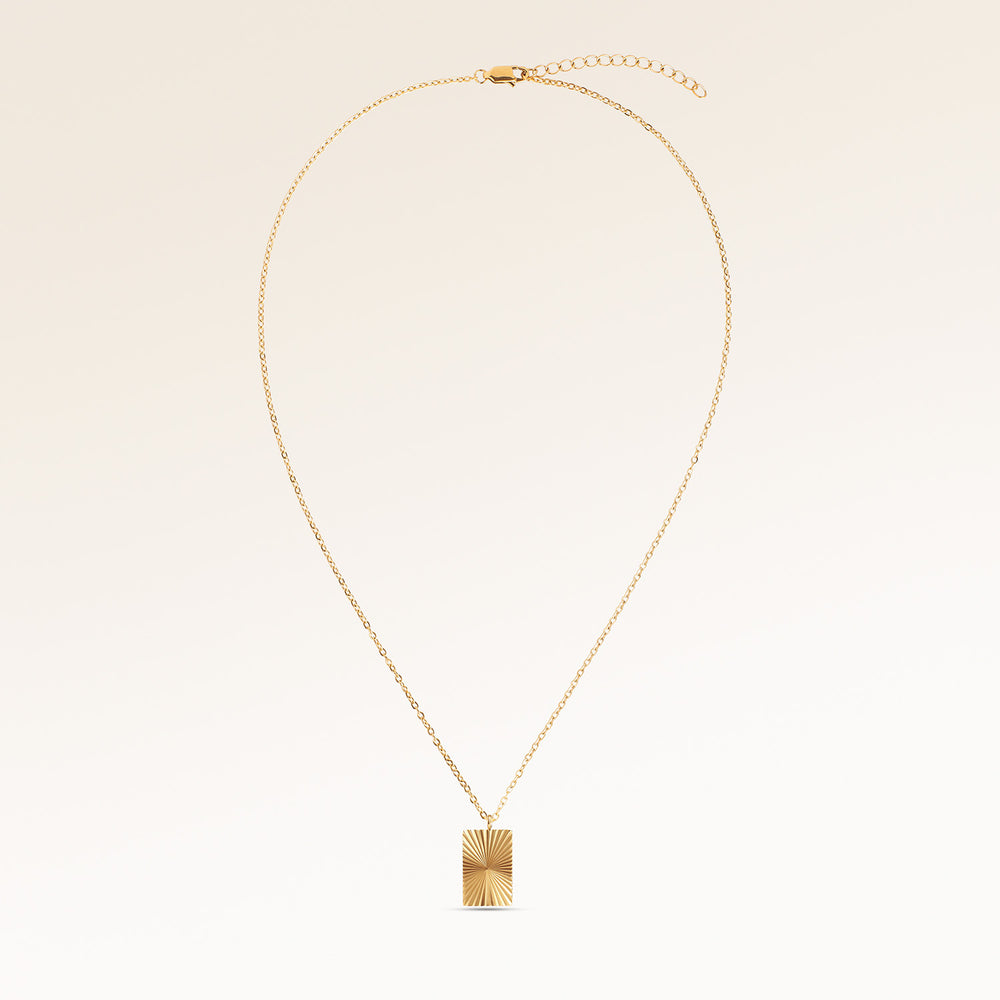 Soleil Kvadratisk Halsband - Gravyr (Guld)