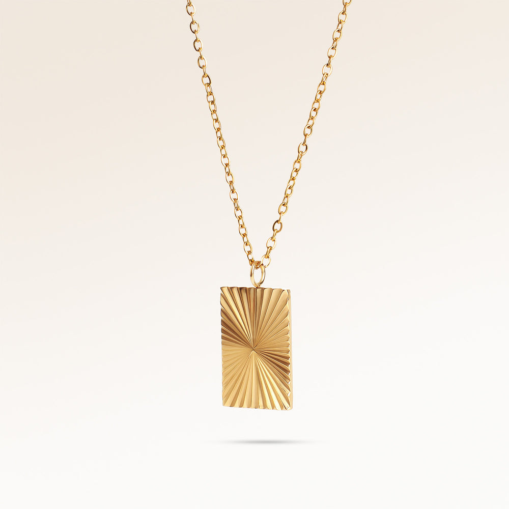 Soleil Kvadratisk Halsband - Gravyr (Guld)