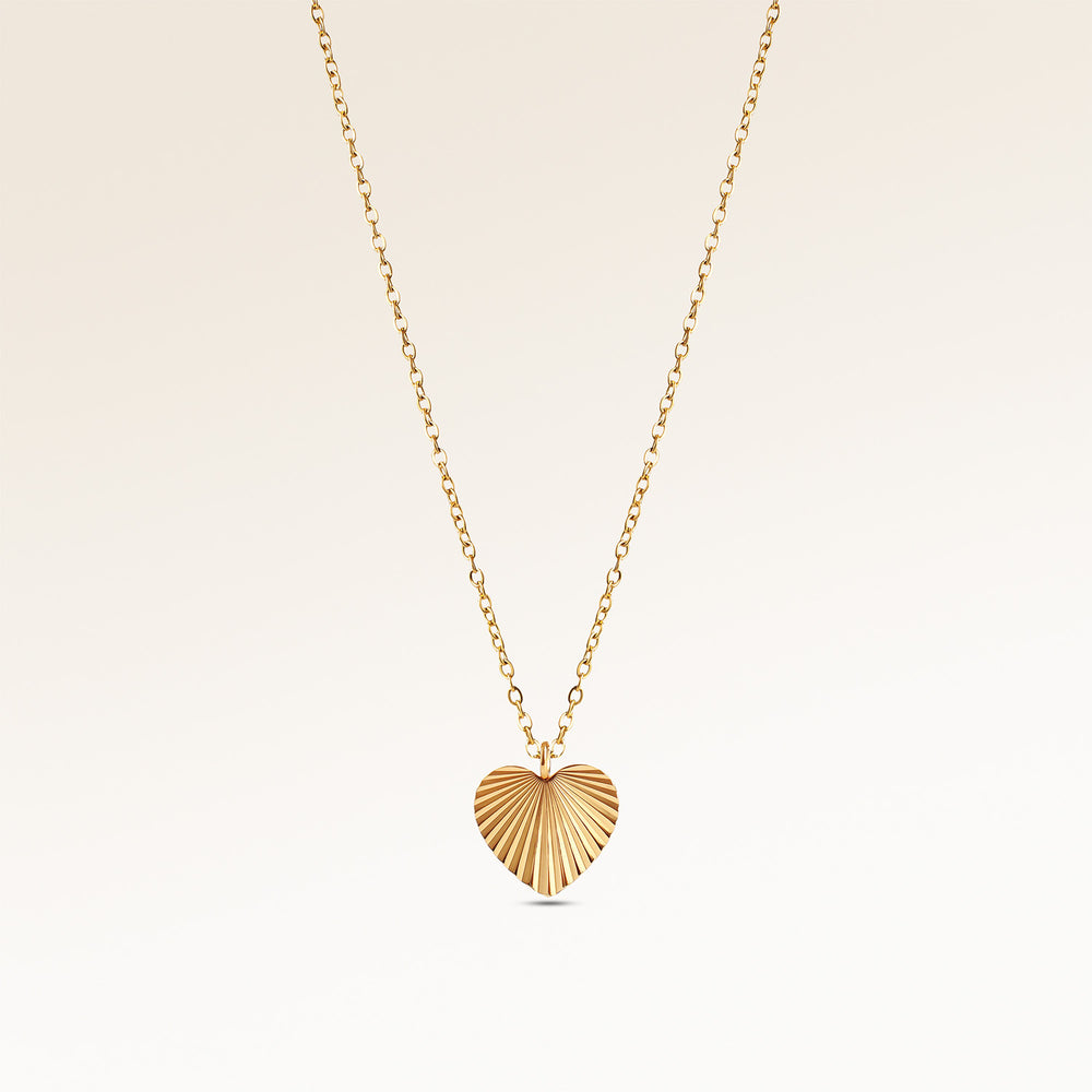 Soleil Hjärtformat Halsband - Gravyr (Guld)